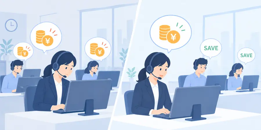 (左)オペレーターID課金 / (右)同時接続課金の比較